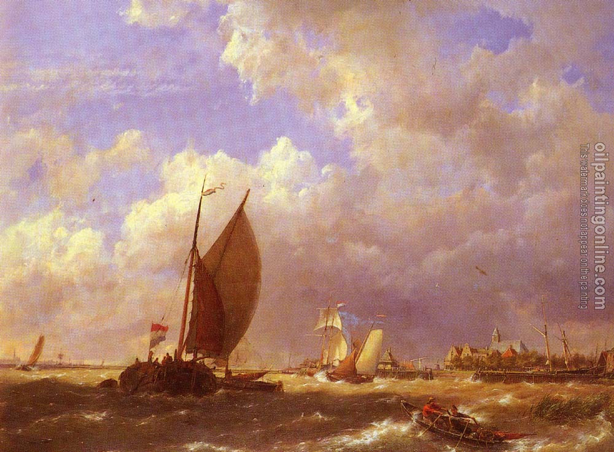 Johannes Hermanus Koekkoek - Dommelshuizen Cornelis Christiaan A Sunlit Dock